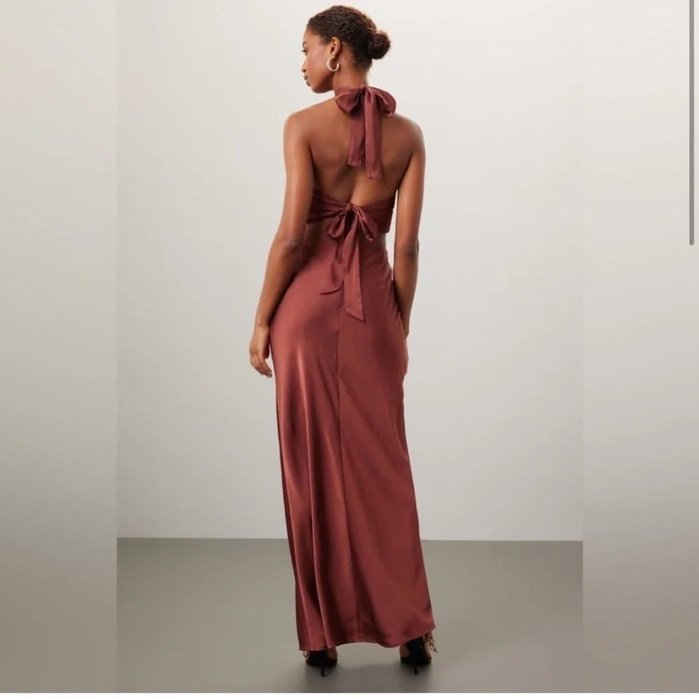 MinkPink - Finlay Halter Maxi Gown Dress - Clay - XS NWT